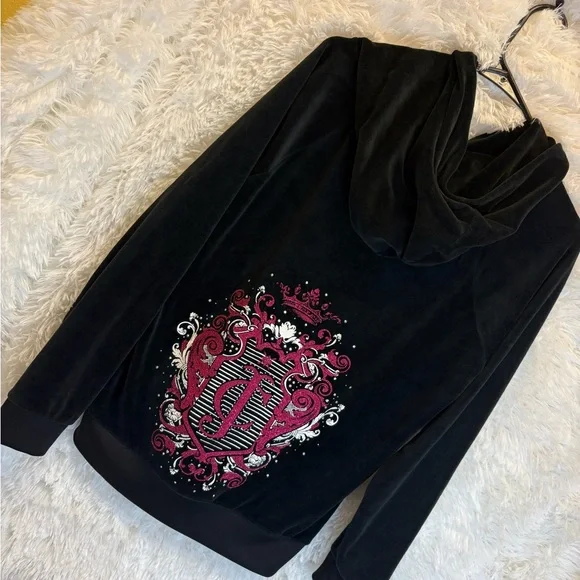 Juicy Couture Velvet Zip-Up Hoodie – Size XL Y2K | Rare | Velour | Rhinestones👑 - Picture 1 of 17